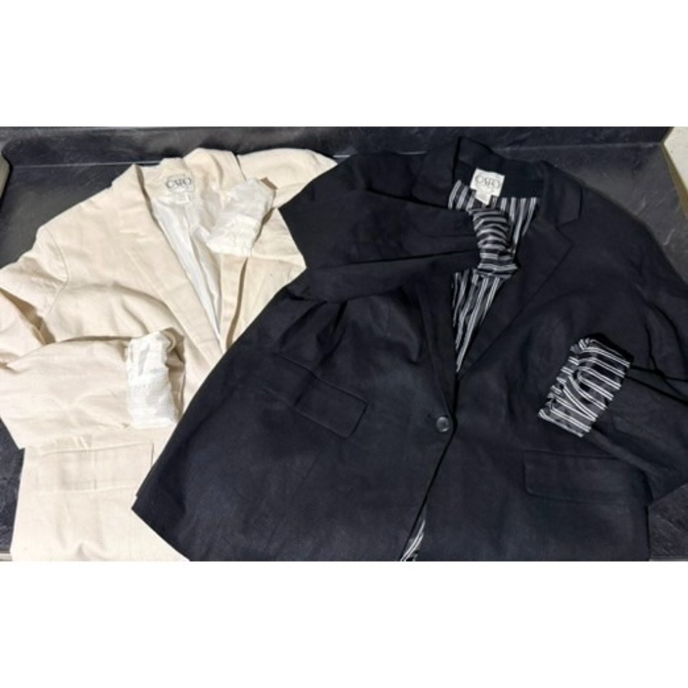 (2) Cato Black and Ivory Blazers Linen Blend Lined Corpcore Office Cuffed 16W